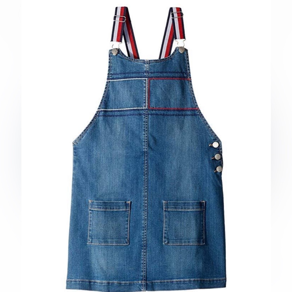 TH girls denim jumper, 24 mo., adjustable straps, excellent condition (bin M)